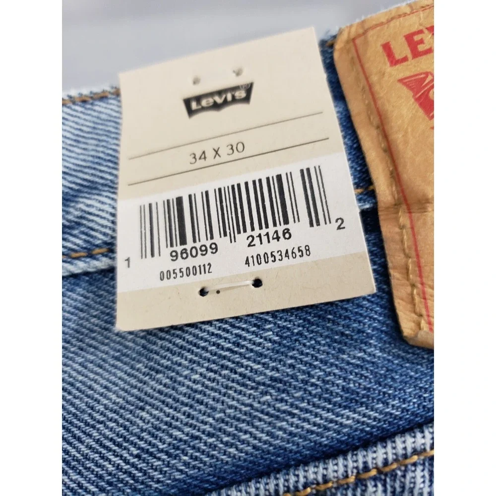 NEW Mens Levi's 550 Denim Jeans Relaxed Taper Sz 34x30 Distressed Blue